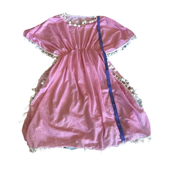 Pink Bathing Suit Cover with Pom Pom Trim - Picture 3 of 4